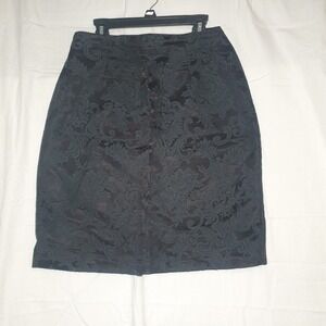 Hot Stuff Vintage Black Floral Damask Jacquard Pencil Skirt Size 5 Made in USA